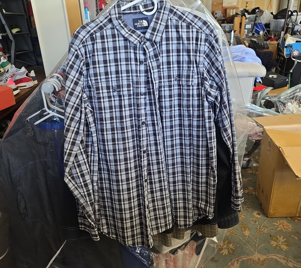 The North Face Men’s Black & White Plaid Button-Down Shirt